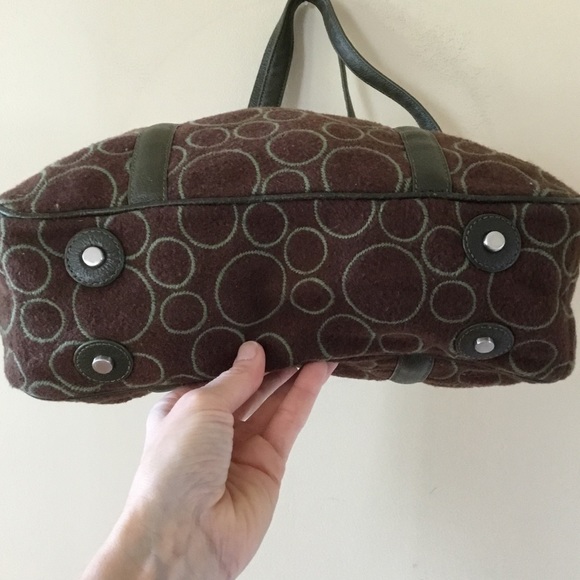 TUMI Wool Leather Trim Circle Print Tote Bag - Picture 5 of 16